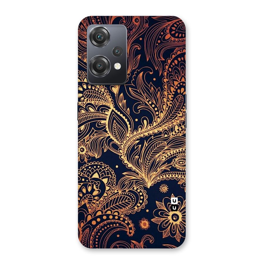 Classy Golden Leafy Design Back Case for OnePlus Nord CE 2 Lite 5G