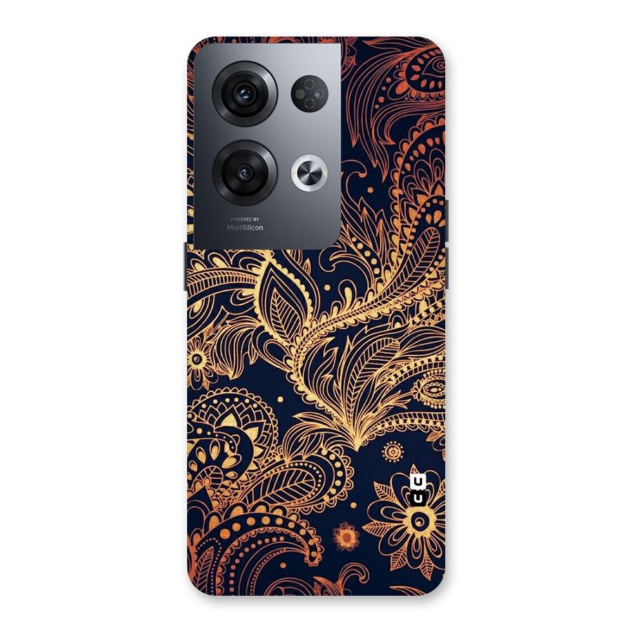 Classy Golden Leafy Design Back Case for Oppo Reno8 Pro 5G