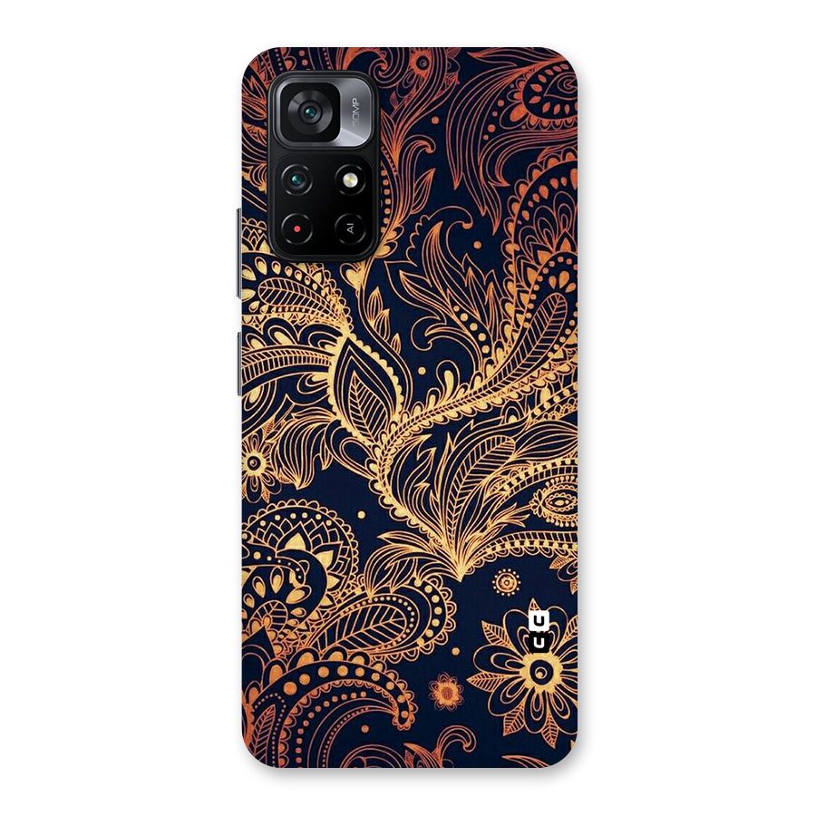 Classy Golden Leafy Design Back Case for Poco M4 Pro 5G