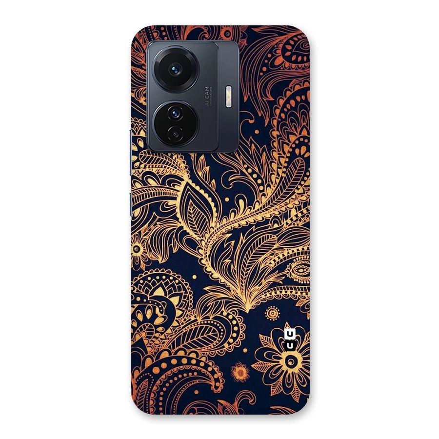 Classy Golden Leafy Design Back Case for Vivo T1 Pro