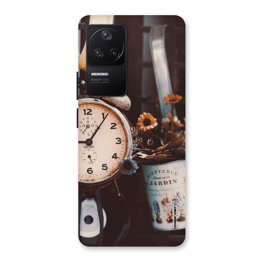 Clock And Flowers Back Case for Poco F4 5G