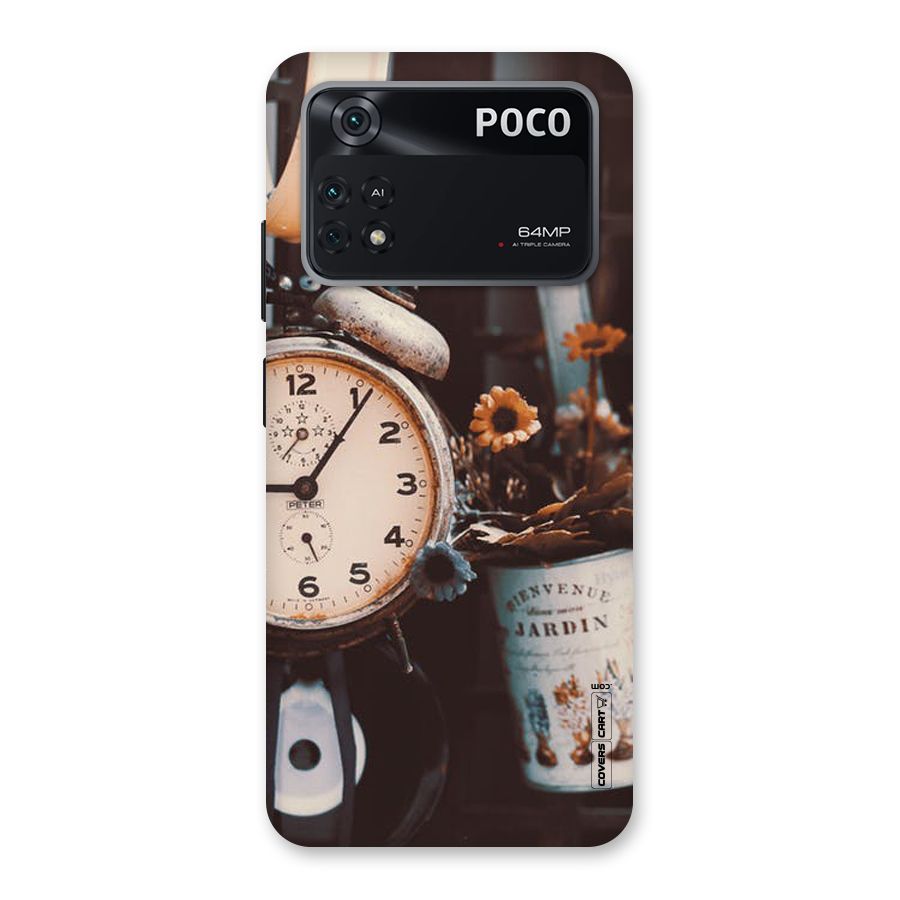 Clock And Flowers Back Case for Poco M4 Pro 4G