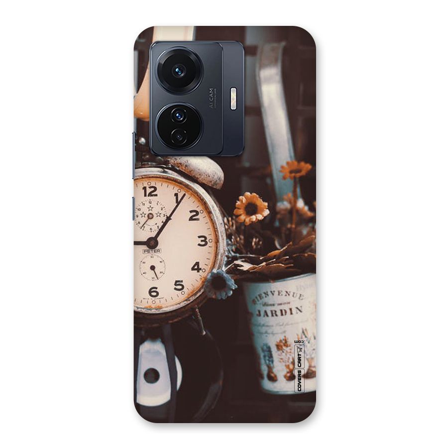 Clock And Flowers Back Case for Vivo T1 Pro