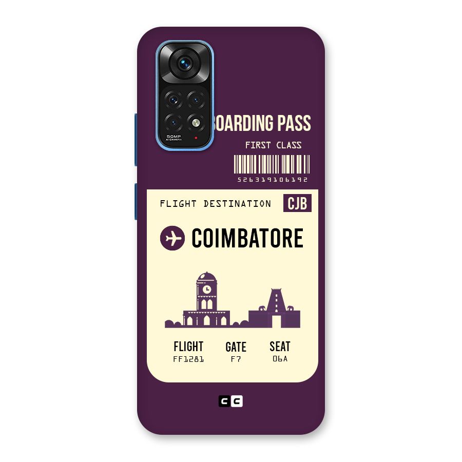 Coimbatore Boarding Pass Back Case for Redmi Note 11S