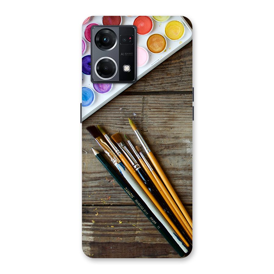 Color Palette and Brush Glass Back Case for Oppo F21 Pro 5G