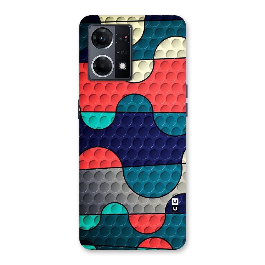 Colorful Puzzle Design Glass Back Case for Oppo F21 Pro 5G