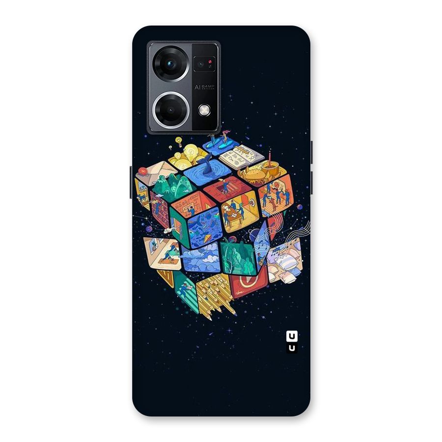 Coloured Rubic Glass Back Case for Oppo F21 Pro 5G