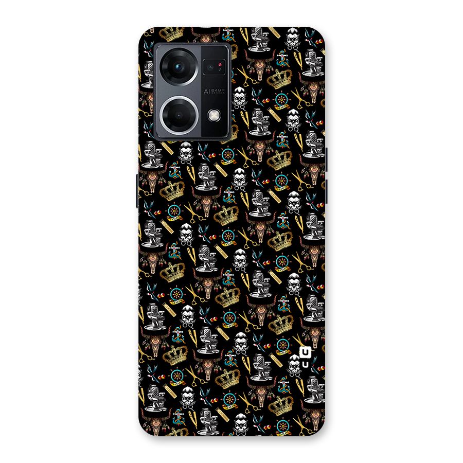 Cool Barber Pattern Glass Back Case for Oppo F21 Pro 5G
