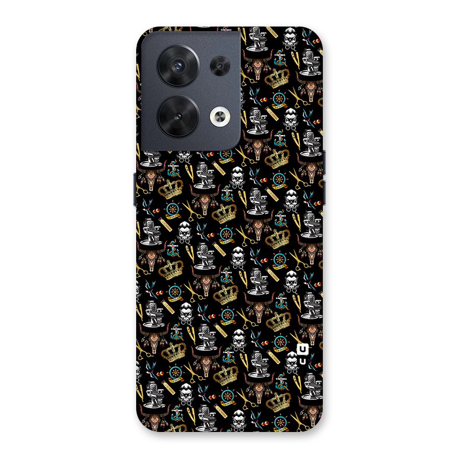 Cool Barber Pattern Back Case for Oppo Reno8 5G