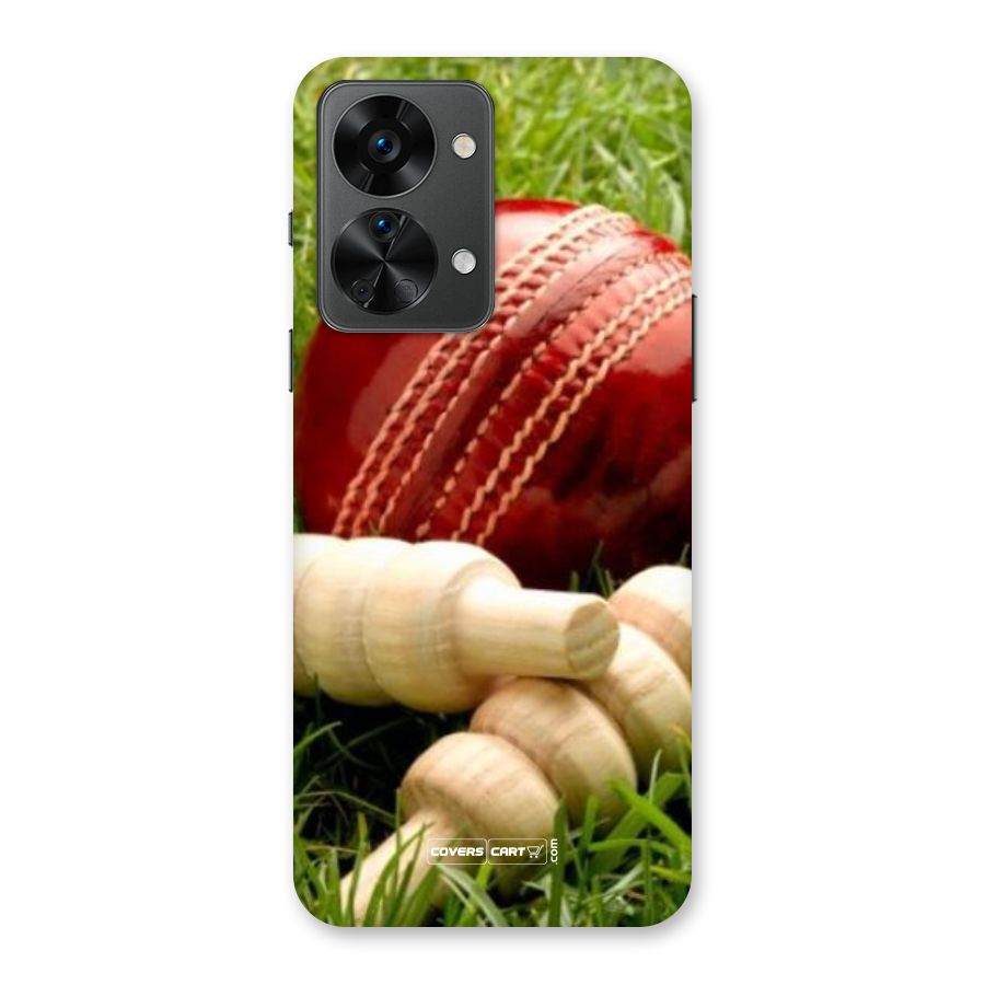 Cricket Ball and Stumps Back Case for OnePlus Nord 2T