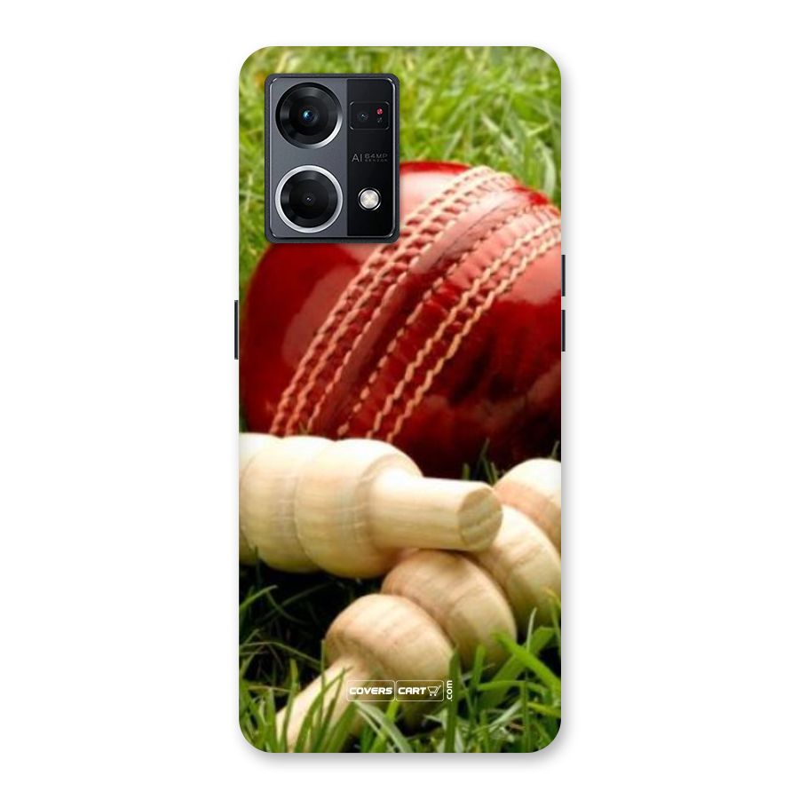 Cricket Ball and Stumps Glass Back Case for Oppo F21 Pro 5G