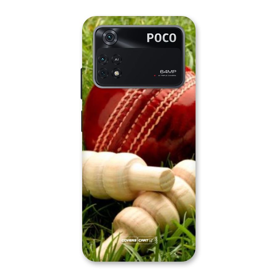 Cricket Ball and Stumps Back Case for Poco M4 Pro 4G
