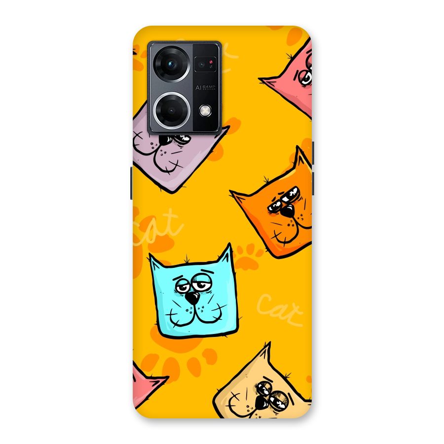 Cute Cat Pattern Glass Back Case for Oppo F21 Pro 5G