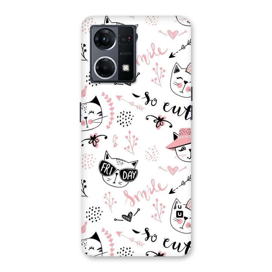 Cute Cat Swag Glass Back Case for Oppo F21 Pro 5G
