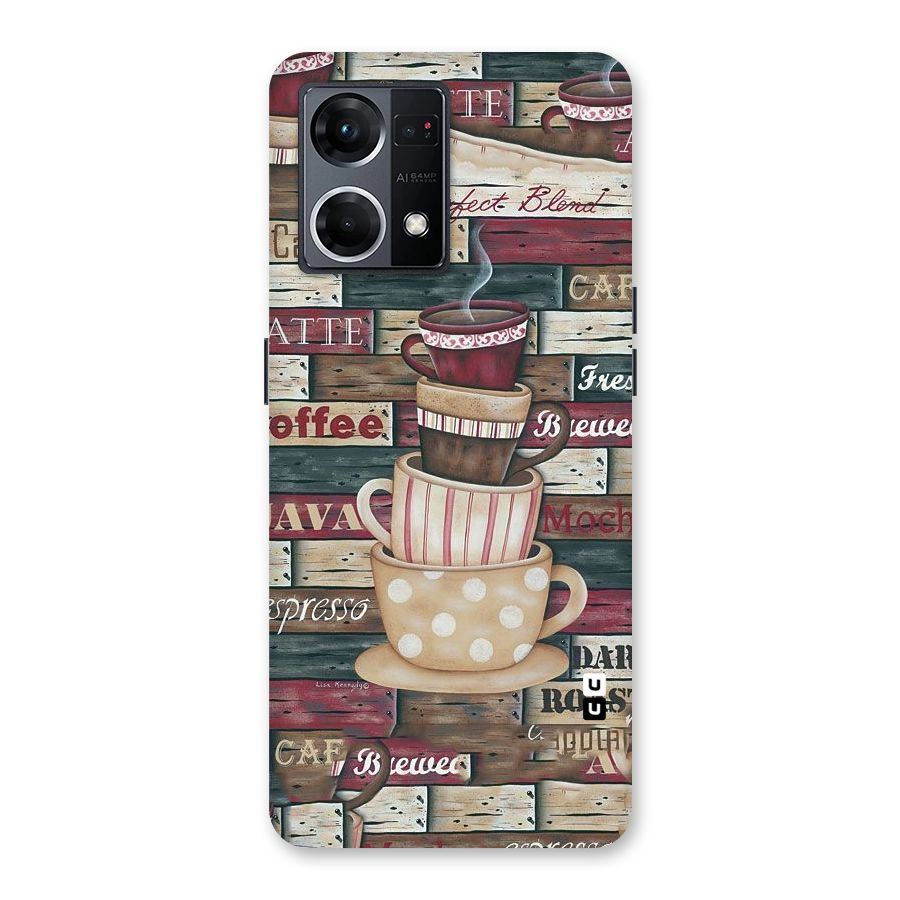 Cute Coffee Cups Glass Back Case for Oppo F21 Pro 5G