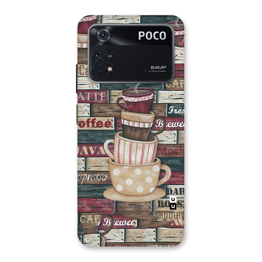 Cute Coffee Cups Back Case for Poco M4 Pro 4G