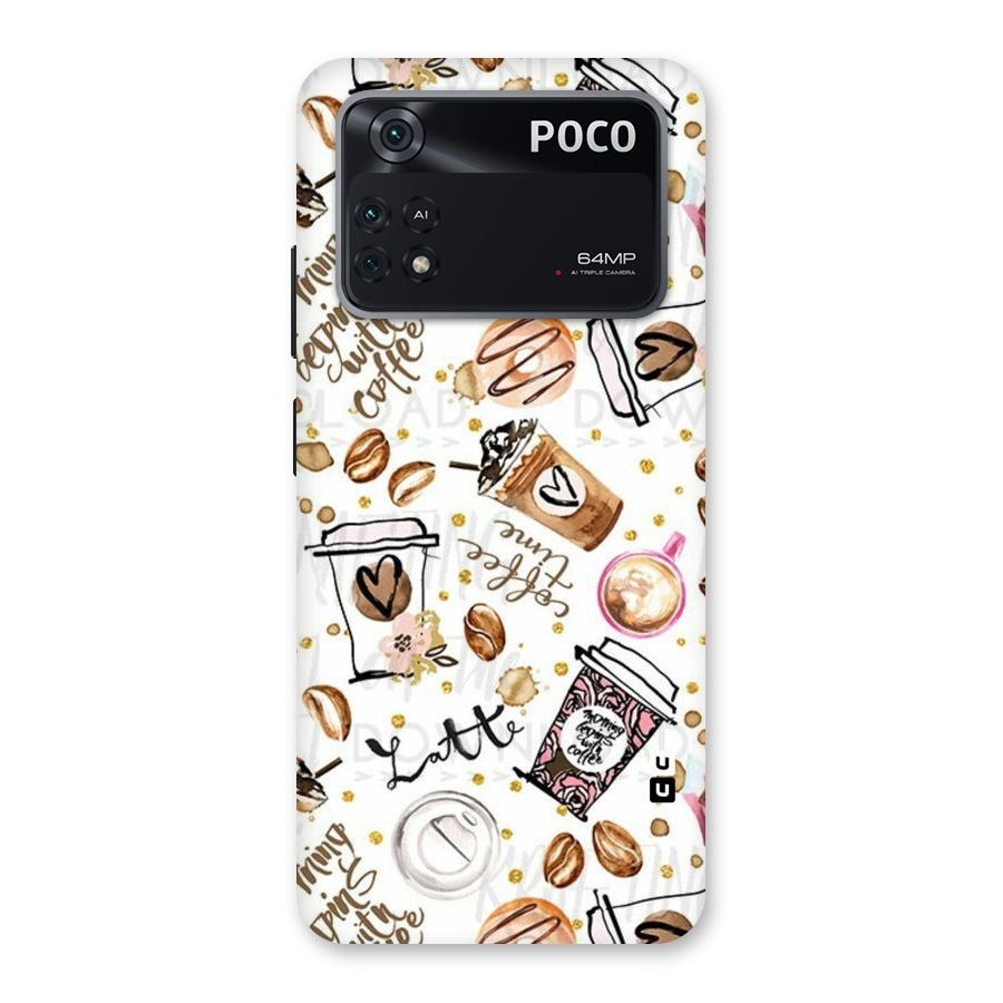 Cute Coffee Pattern Back Case for Poco M4 Pro 4G