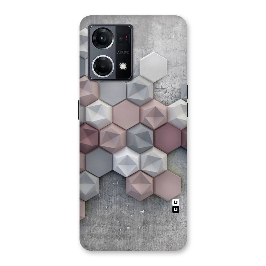 Cute Hexagonal Pattern Glass Back Case for Oppo F21 Pro 5G
