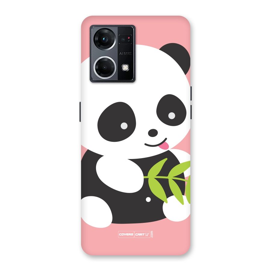 Cute Panda Pink Glass Back Case for Oppo F21 Pro 5G