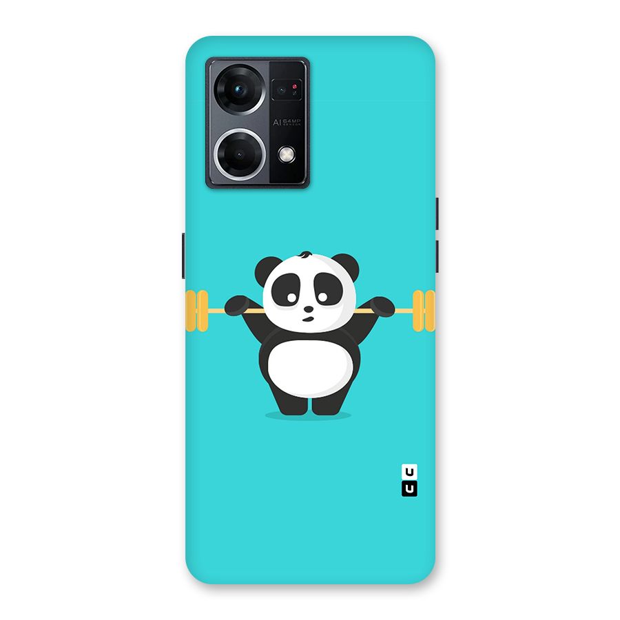 Cute Weightlifting Panda Glass Back Case for Oppo F21 Pro 5G