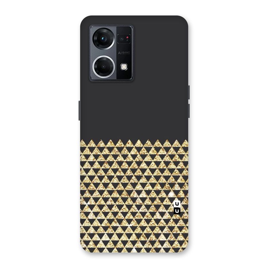 Dark Grey Golden Triangles Glass Back Case for Oppo F21 Pro 5G
