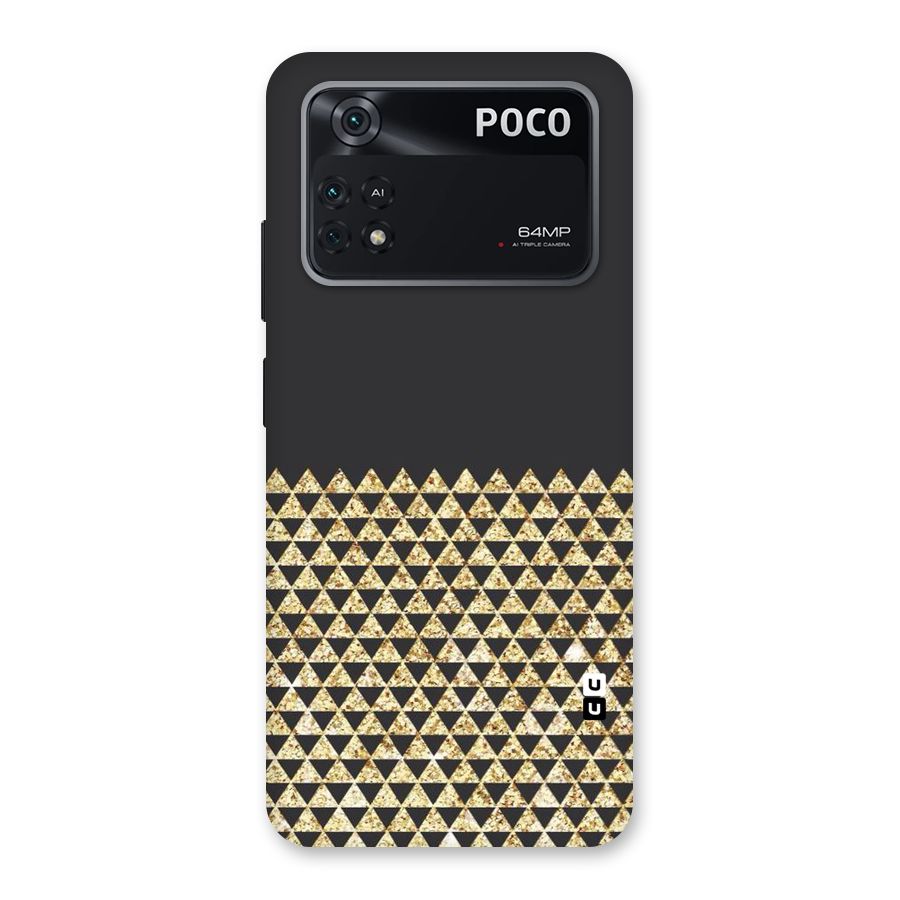 Dark Grey Golden Triangles Back Case for Poco M4 Pro 4G