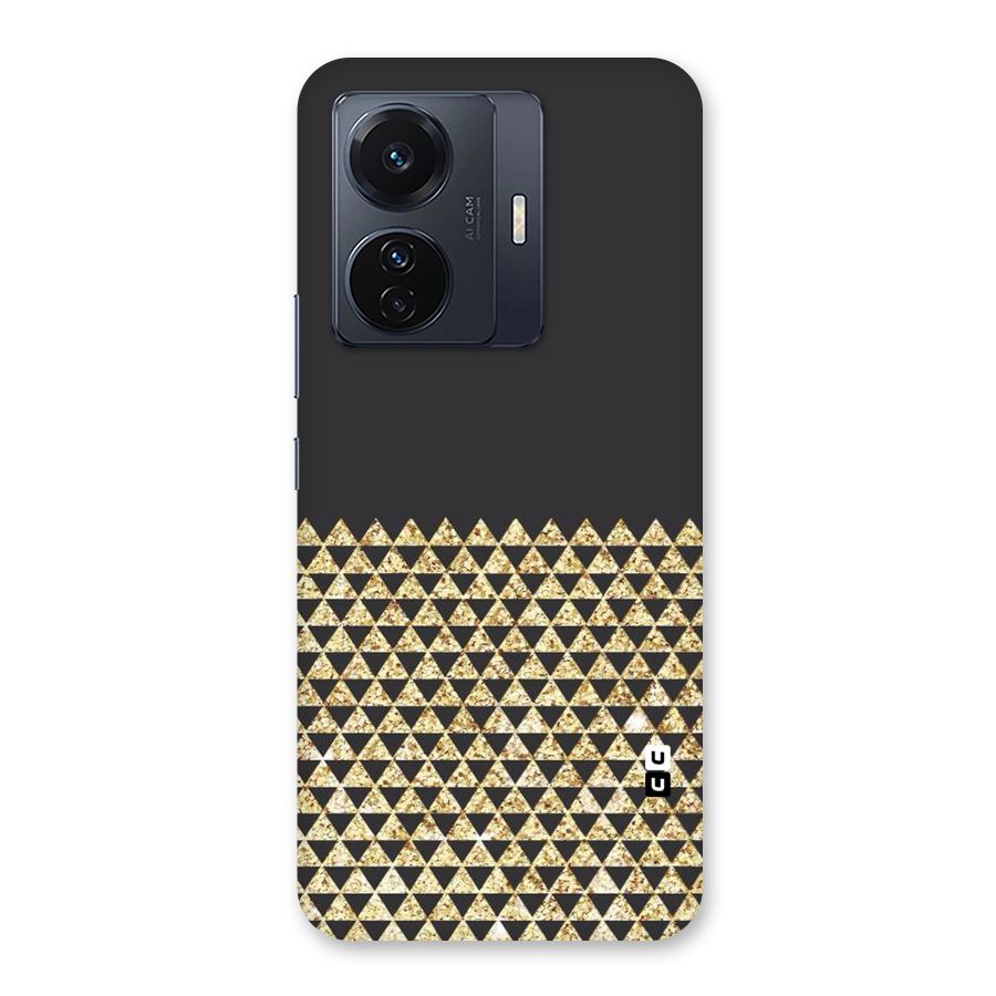 Dark Grey Golden Triangles Back Case for Vivo T1 Pro