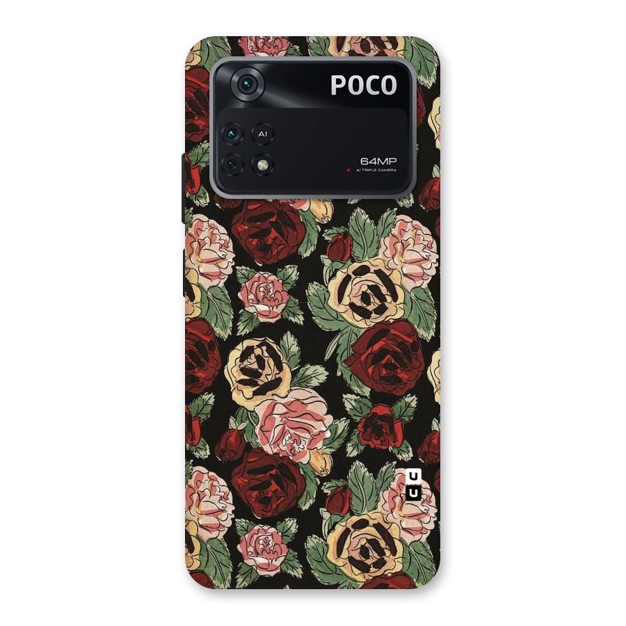 Dark Pastel Flowers Back Case for Poco M4 Pro 4G