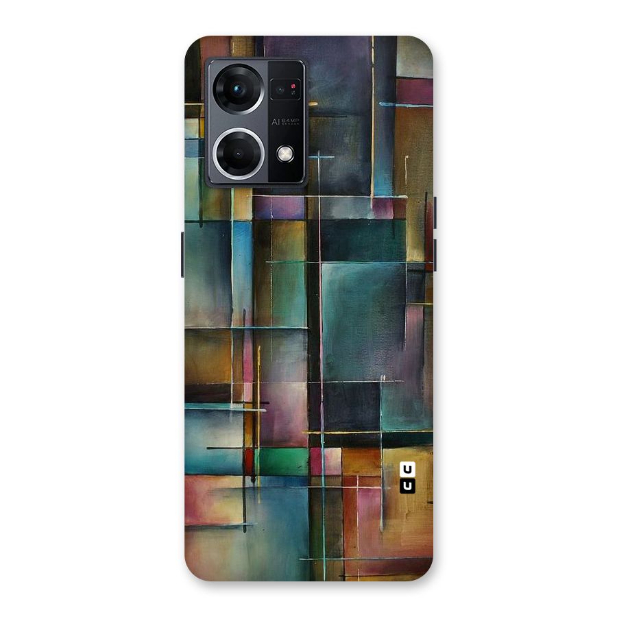 Dark Square Shapes Glass Back Case for Oppo F21 Pro 5G