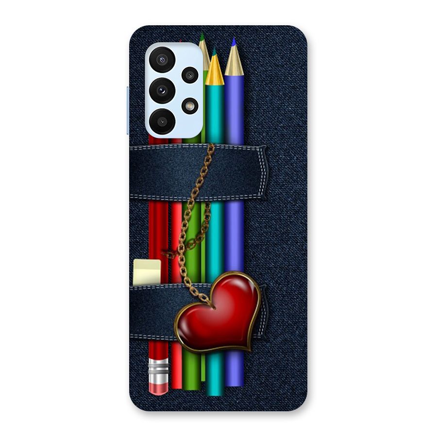 Denim Colorful Pencils Back Case for Galaxy A23