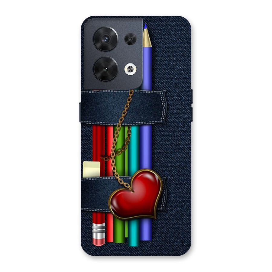 Denim Colorful Pencils Back Case for Oppo Reno8 5G
