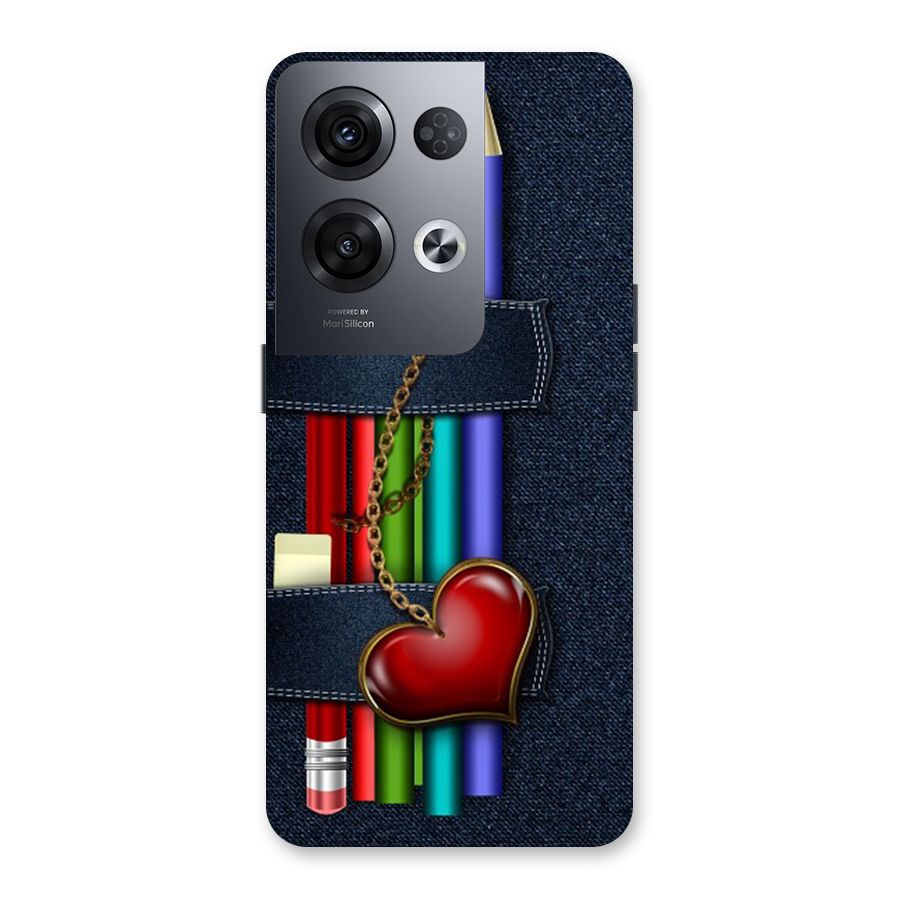 Denim Colorful Pencils Back Case for Oppo Reno8 Pro 5G