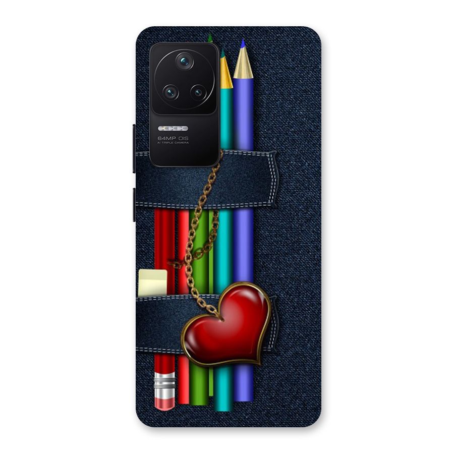 Denim Colorful Pencils Back Case for Poco F4 5G