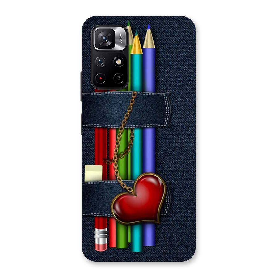Denim Colorful Pencils Back Case for Redmi Note 11T 5G