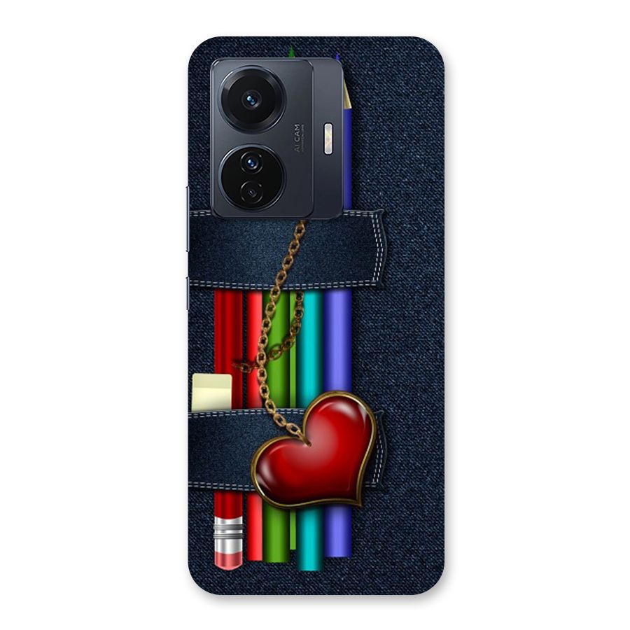 Denim Colorful Pencils Back Case for Vivo T1 Pro