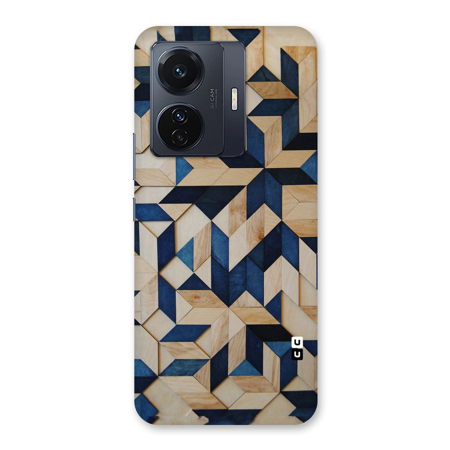 Disorted Wood Blue Back Case for Vivo T1 Pro