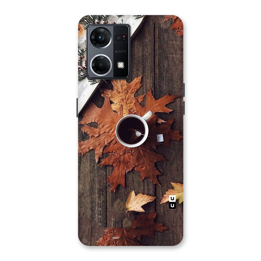 Fall Leaf Coffee Glass Back Case for Oppo F21 Pro 5G