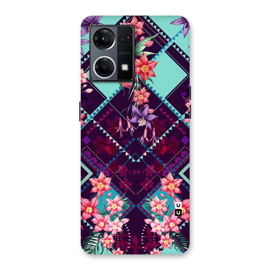 Floral Diamonds Glass Back Case for Oppo F21 Pro 5G