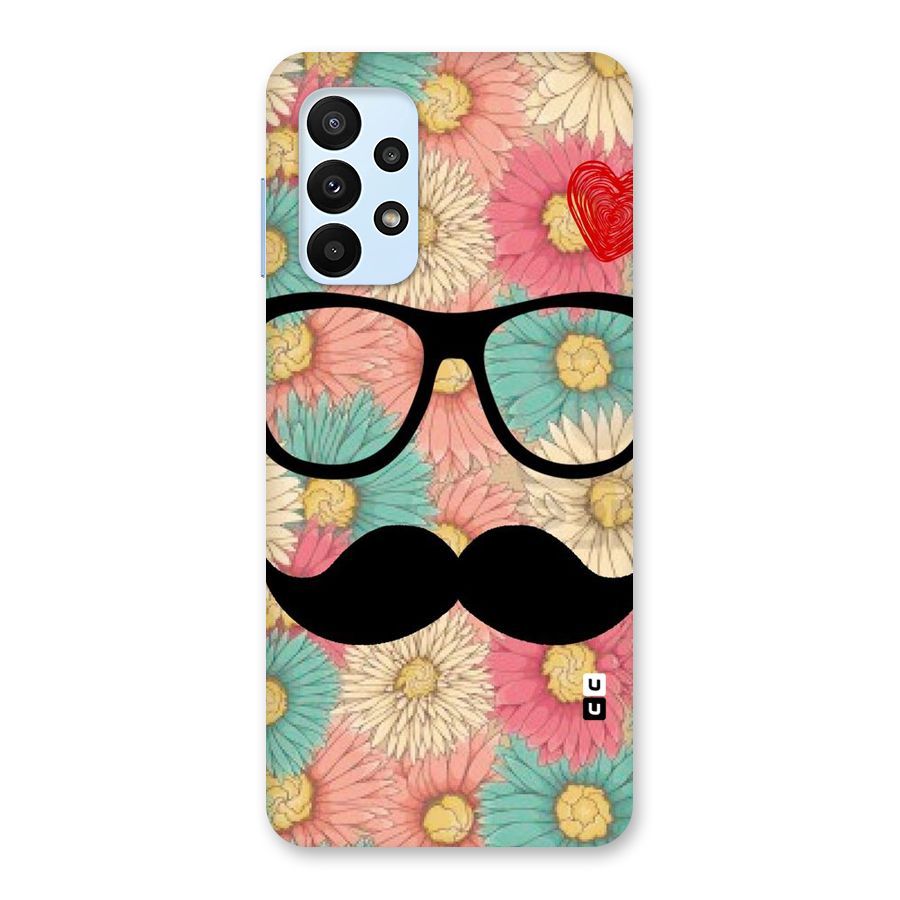 Floral Moustache Back Case for Galaxy A23