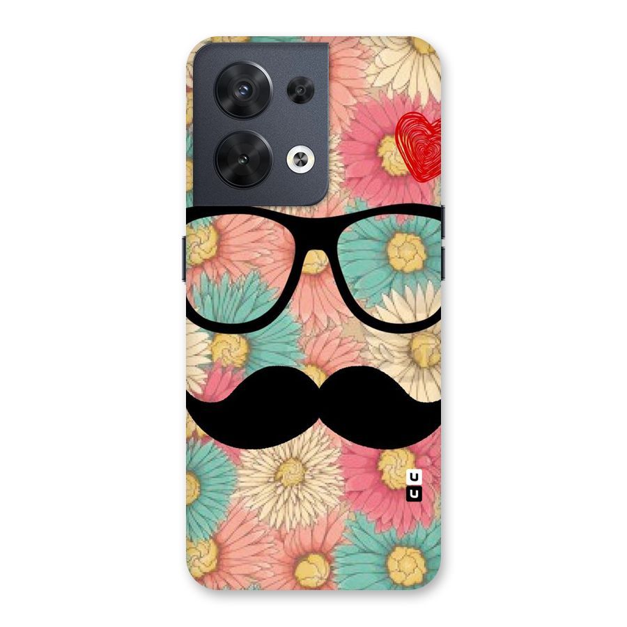 Floral Moustache Back Case for Oppo Reno8 5G
