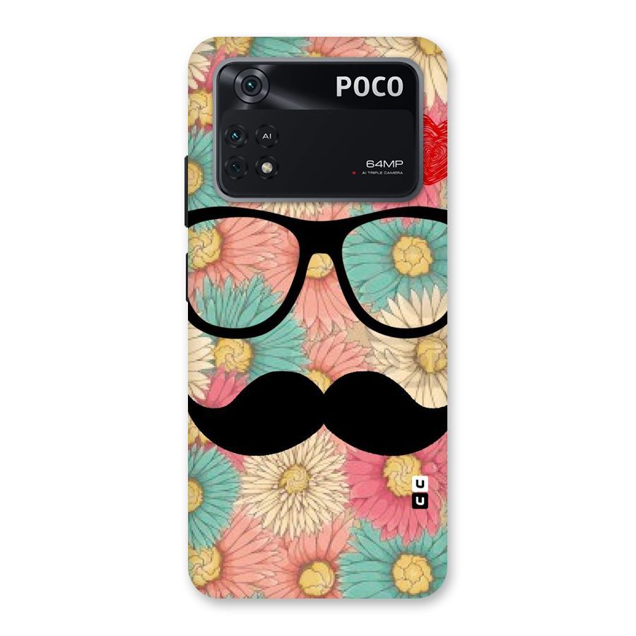 Floral Moustache Back Case for Poco M4 Pro 4G