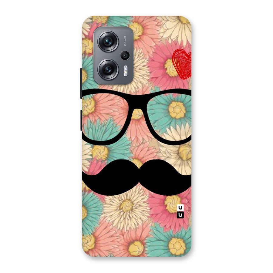 Floral Moustache Back Case for Redmi K50i