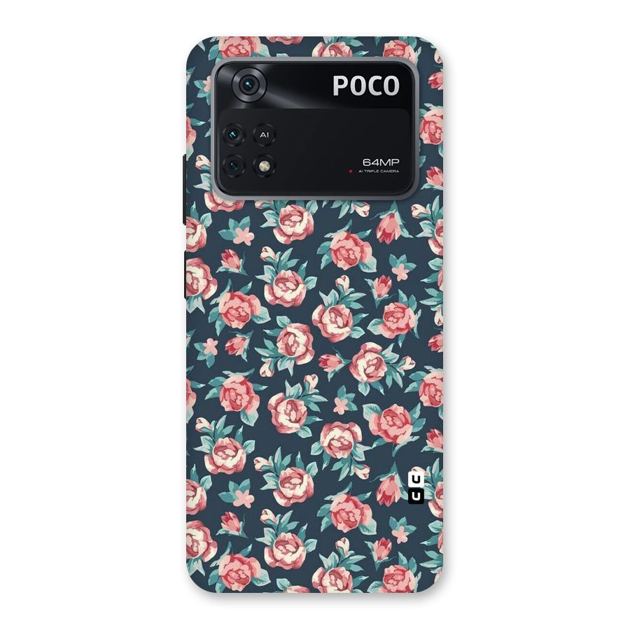 Floral Navy Bloom Back Case for Poco M4 Pro 4G