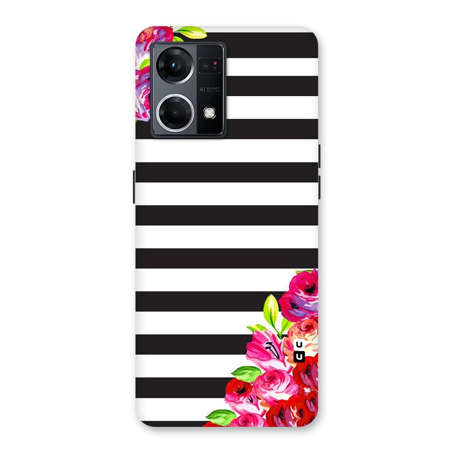 Floral Stripes Glass Back Case for Oppo F21 Pro 5G