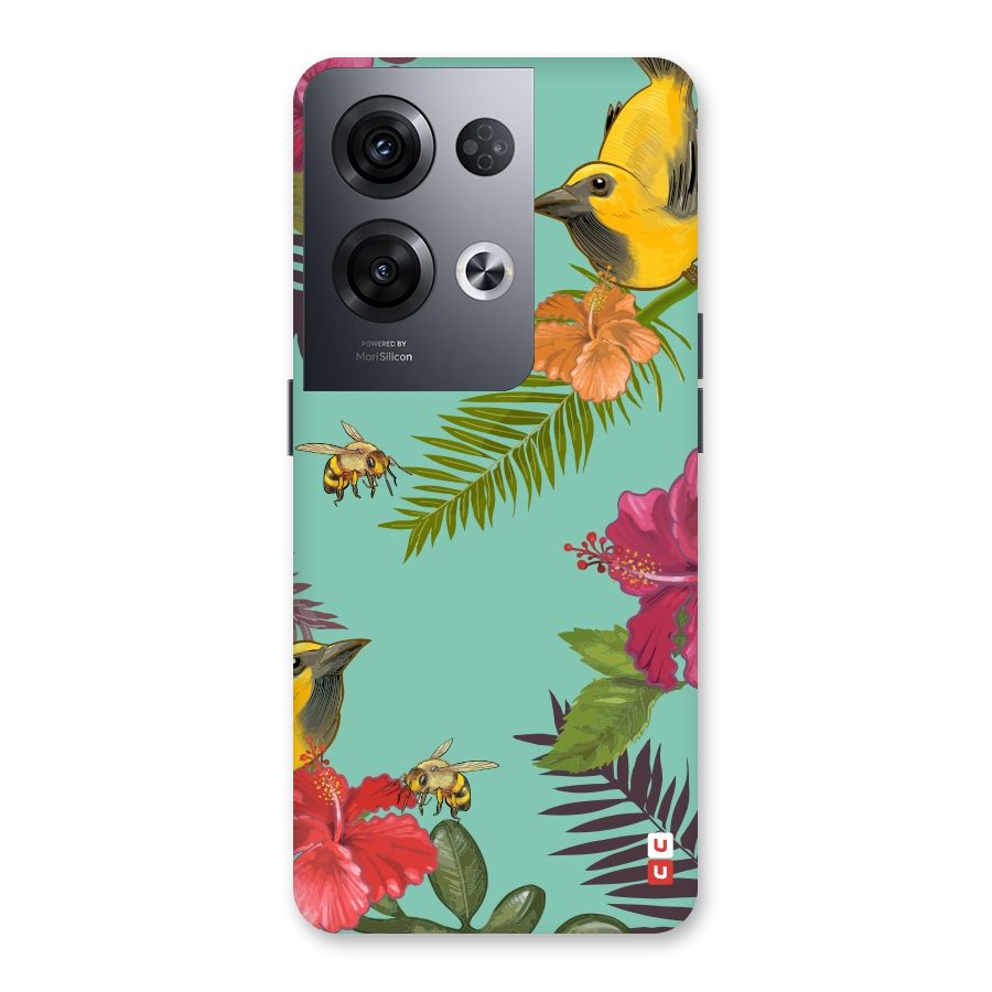 Flower Bird and Bee Back Case for Oppo Reno8 Pro 5G