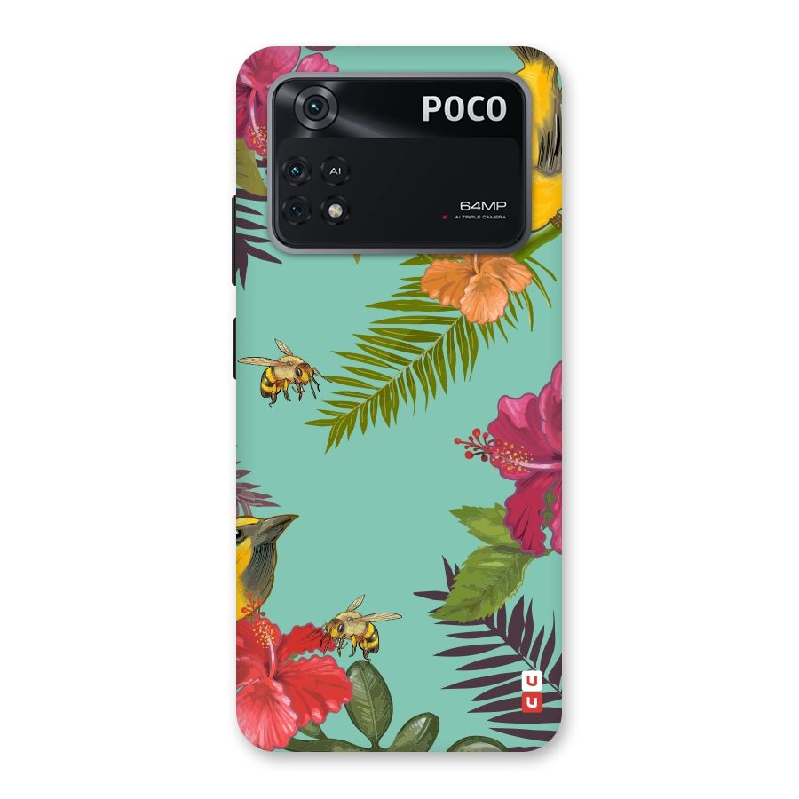 Flower Bird and Bee Back Case for Poco M4 Pro 4G