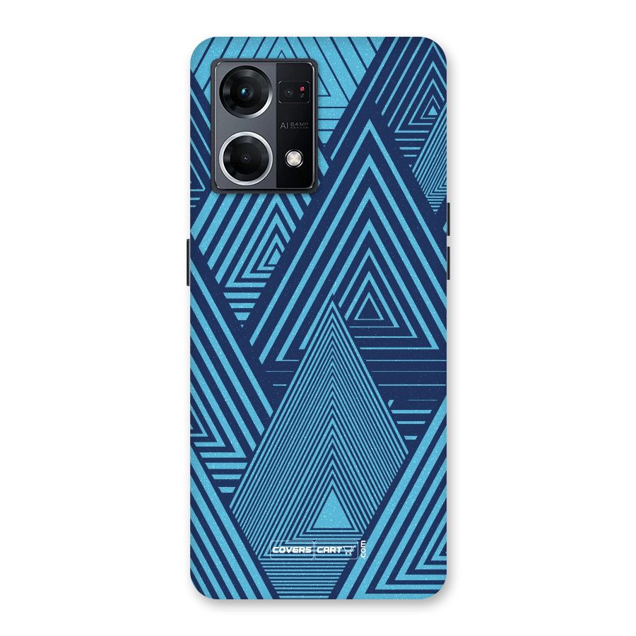 Geometric Blue Print Glass Back Case for Oppo F21 Pro 5G