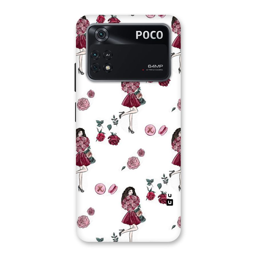 Girl With Flowers Back Case for Poco M4 Pro 4G