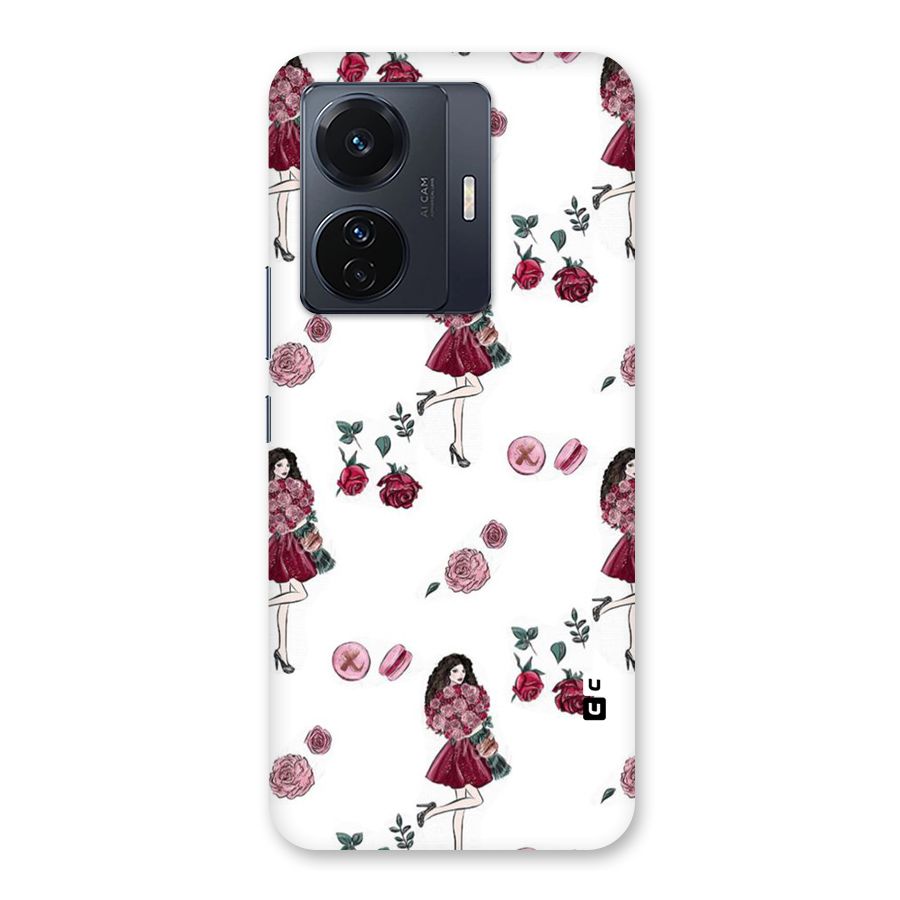 Girl With Flowers Back Case for Vivo T1 Pro
