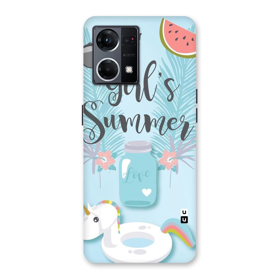 Girls Summer Glass Back Case for Oppo F21 Pro 5G